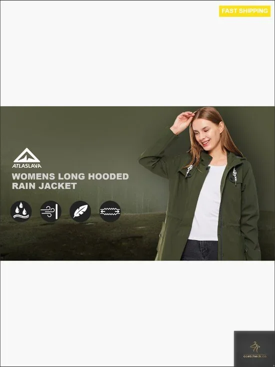 Lightweight Waterproof Trench Coat Hooded Windbreaker Rain Jacket Women - Picture 7 of 7